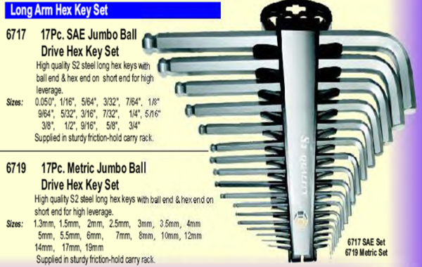 Long Arm Hex Key Set