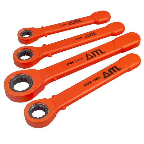 ITL insulated ratchet ring spanners set, IEC 60900 certified for safe live electrical work
